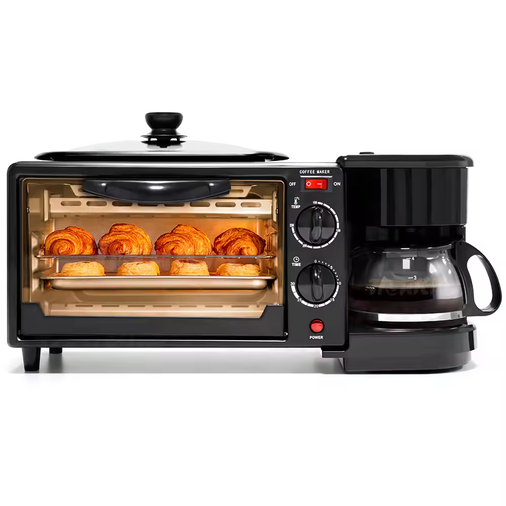 🔥 Horno 3 en 1 con Cafetera Integrada | Ahorra Espacio y Cocina TODO en Minutos
