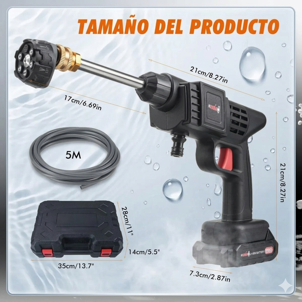 Hidrolavadora 6 BOQUILLAS 48v con DOBLE BATERÍA💦