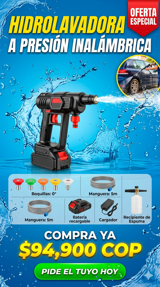 Hidrolavadora 6 BOQUILLAS 48v con DOBLE BATERÍA💦